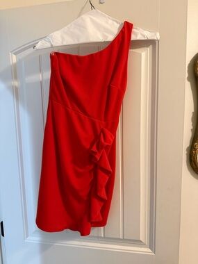 One-Shoulder Red Cocktail Dress